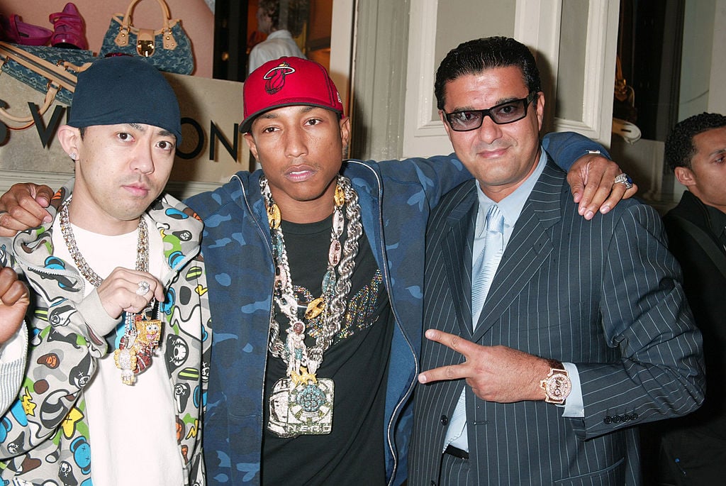 Nigo, Pharrell Williams and Jacob the Jeweler. Photo by Gregory Pace/FimMagic.
