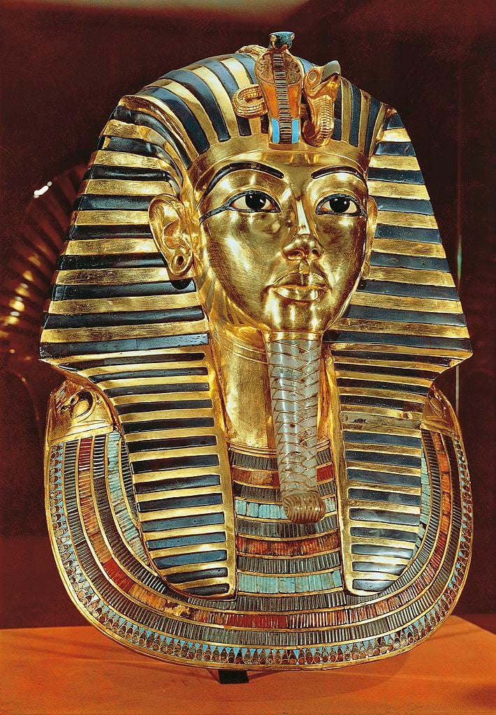 Burial mask of Pharaoh Nebkheperura Tutankhamen. Photo: DEA PICTURE LIBRARY/De Agostini via Getty Images.