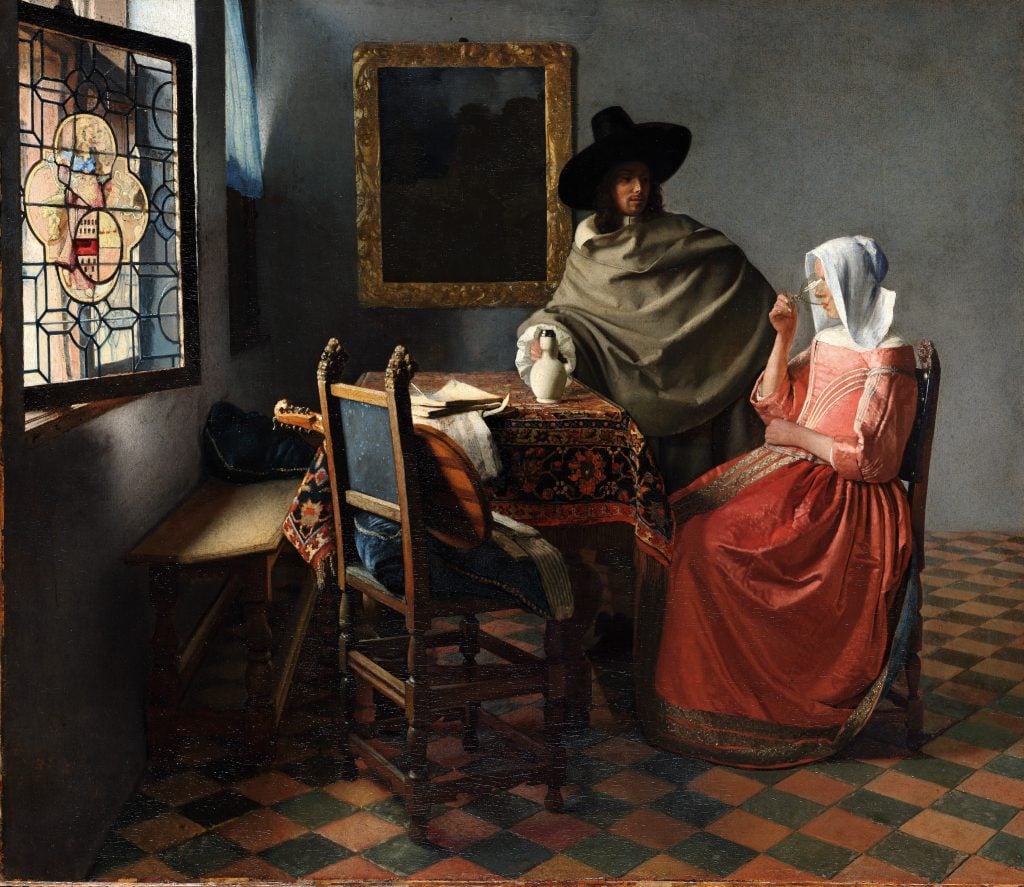 The Glass of Wine, Johannes Vermeer, c. 1659-61, oil on canvas. Staatliche Museen zu Berlin – Gemäldegalerie