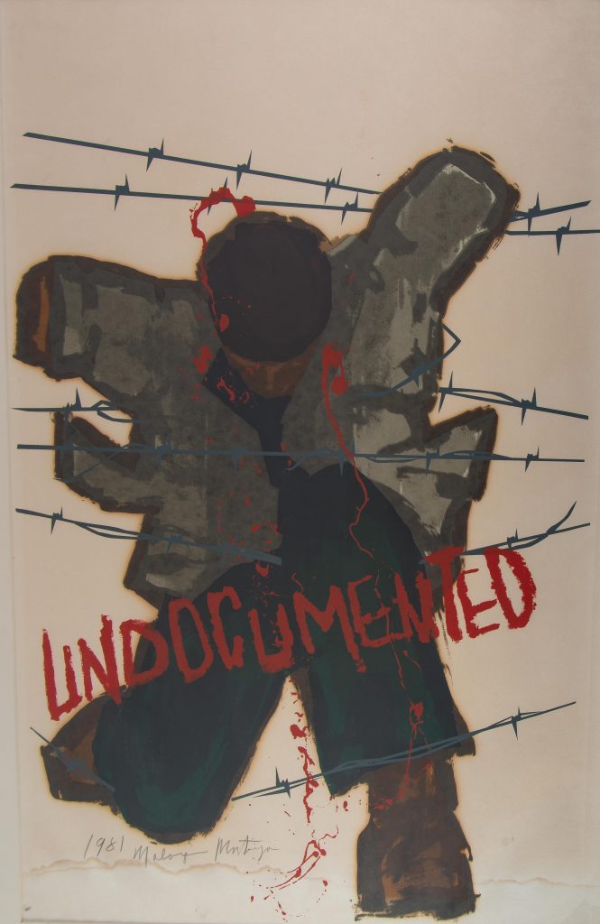 Malaquías Montoya, Undocumented (1981). Collection of the Blanton Museum of Art, the University of Texas at Austin, Gilberto Cárdenas Collection, Museum Acquisition Fund, 2022.