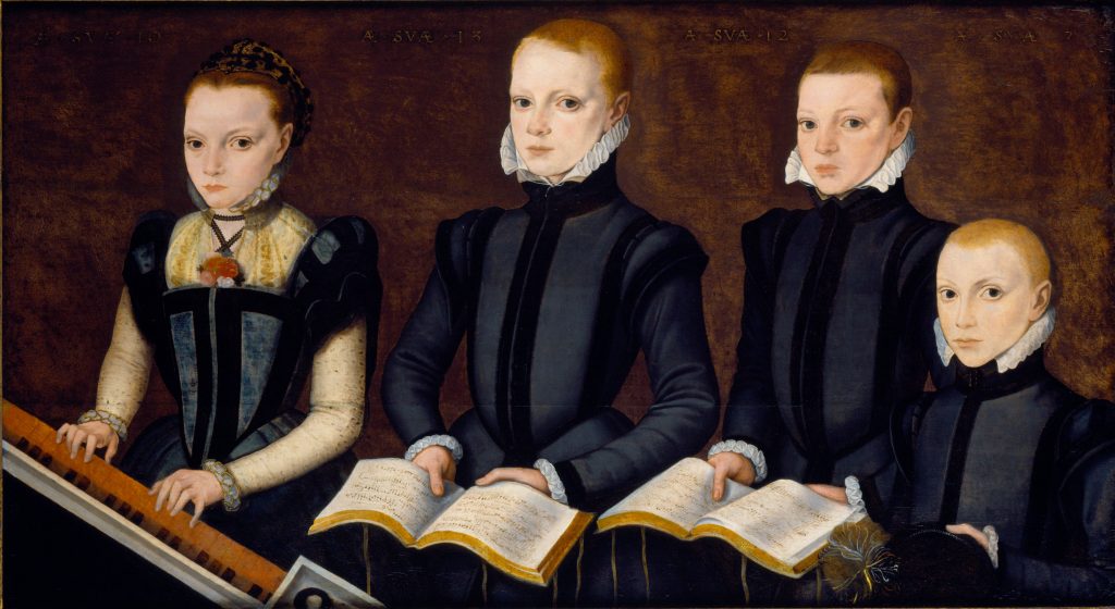 Master of the Countess of Warwick, <i>A Group of Four Children Making Music</i>, Private Collection, photo courtesy of the Weiss Gallery.