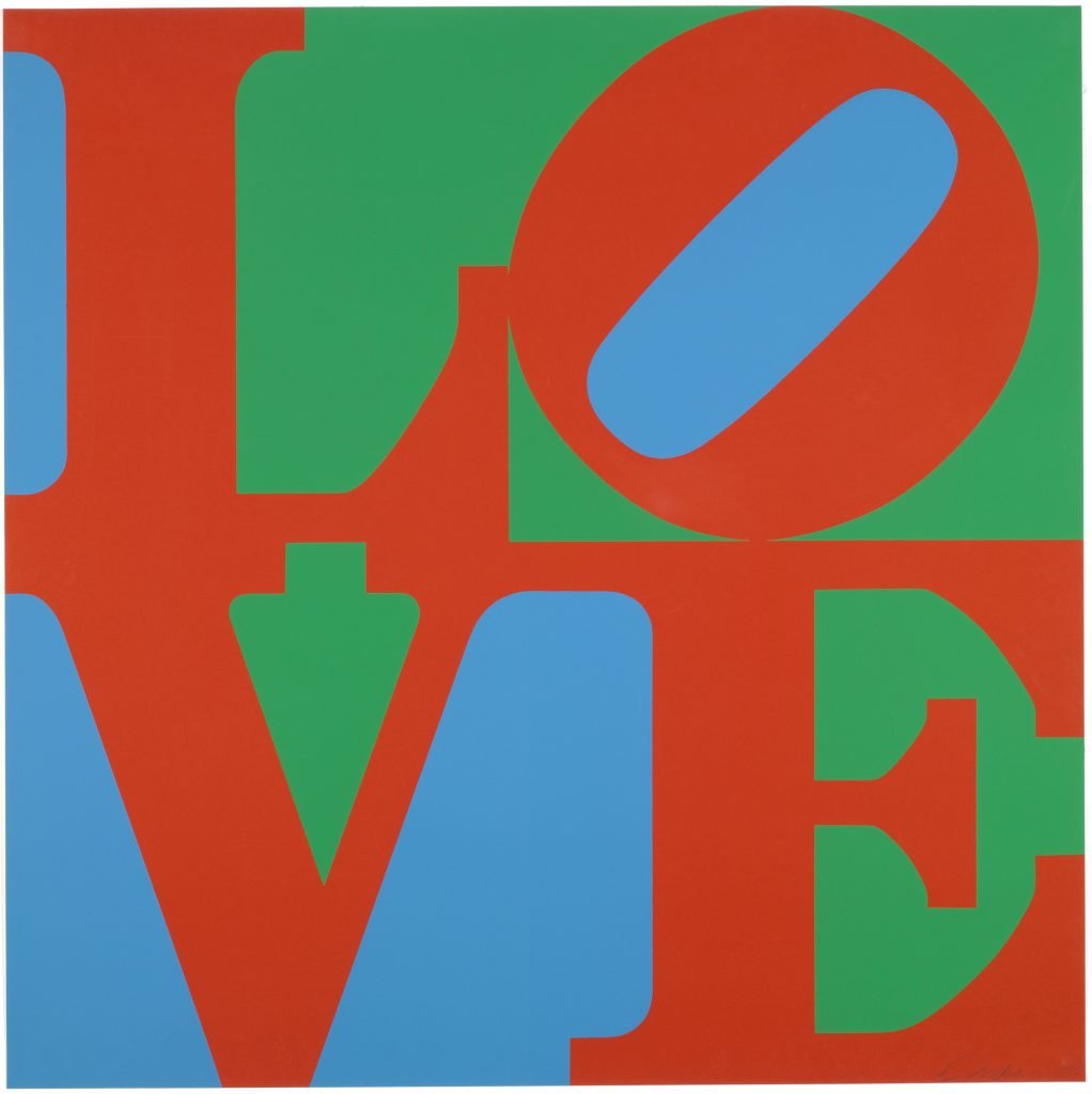 Robert Indiana, LOVE (1967). Collection of the Museum of Modern Art, New York. © 2023 Morgan Art Foundation Ltd. / Artists Rights Society (ARS), New York.