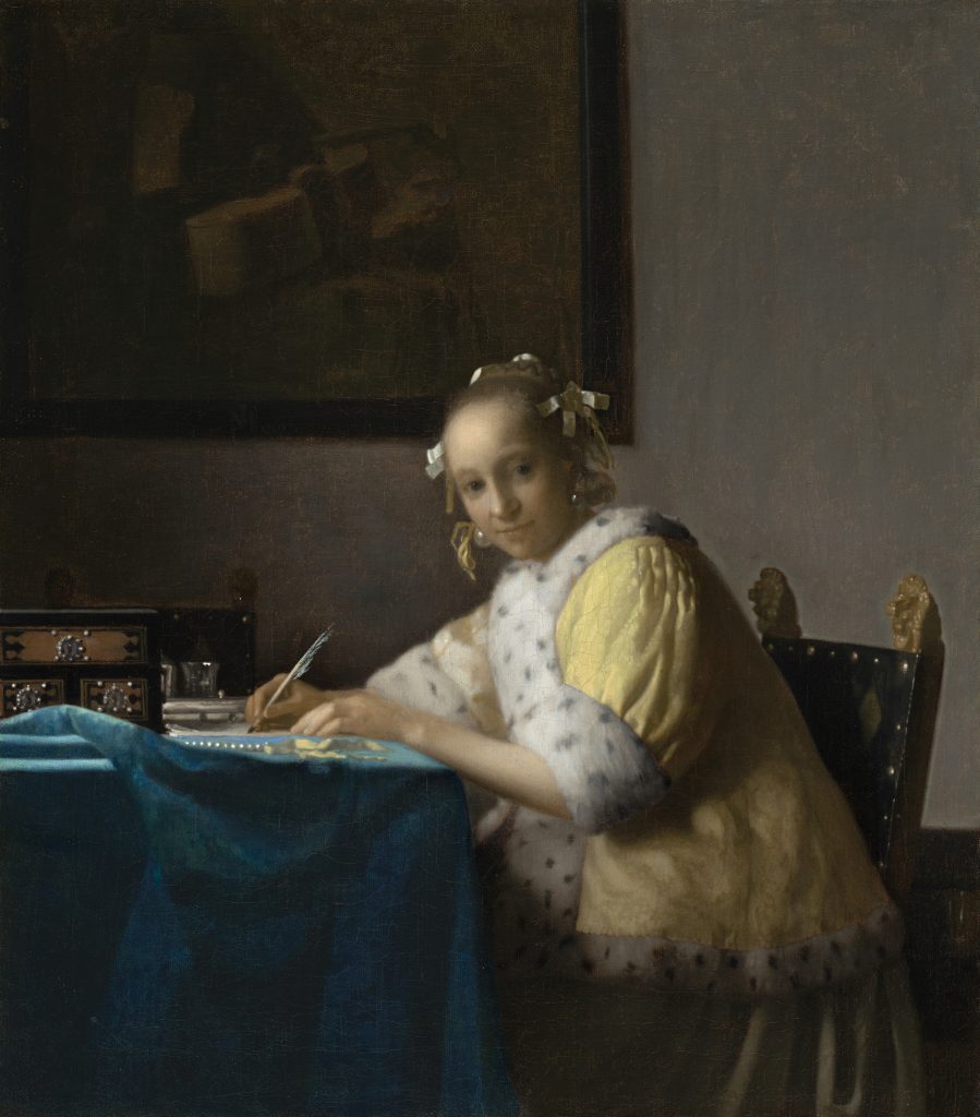 A Lady Writing, Johannes Vermeer, 1664-67, oil on canvas. National Gallery of Art, Washington. Gift of Harry Waldron Havemeyer and Horace Havemeyer Jr., in memory of their father, Horace Havemeyer