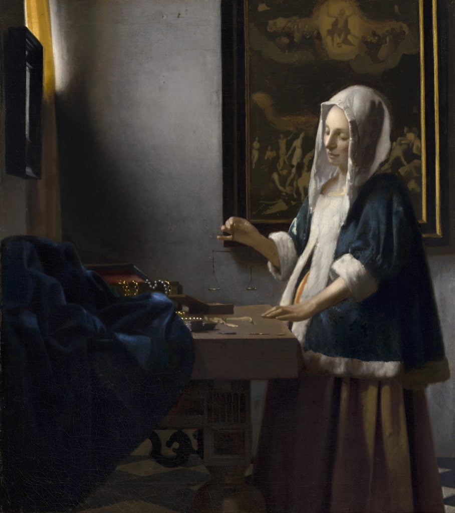 Woman Holding a Balance, Johannes Vermeer, c. 1662-64, oil on canvas. National Gallery of Art, Washington, Widener Collection