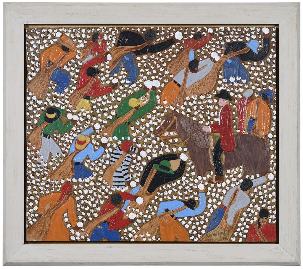 Winfred Rembert, <i>Cotton Pickers with Overseer </i>(2006). Courtesy of Brunk Auctions.