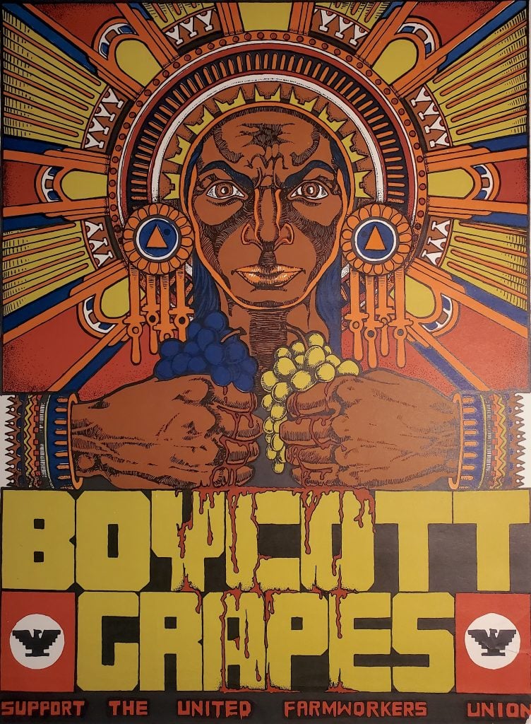 Xavier Viramontes, Boycott Grapes, Support the United Farm Workers Union</em> (1973). Collection of the Blanton Museum of Art, the University of Texas at Austin, Gilberto Cárdenas Collection, gift of Gilberto Cárdenas and Dolores Garcia, 2023.