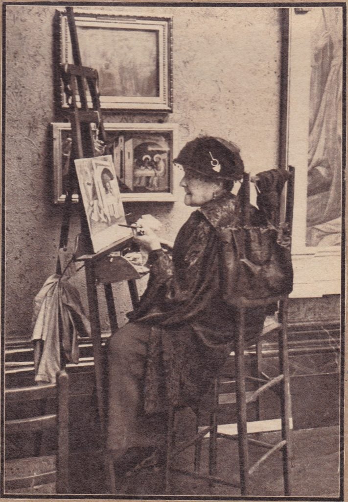 Emily Sargent copying an Old Master painting at the National Gallery, London (ca. 1930). Photo courtesy of Richard Ormond. 