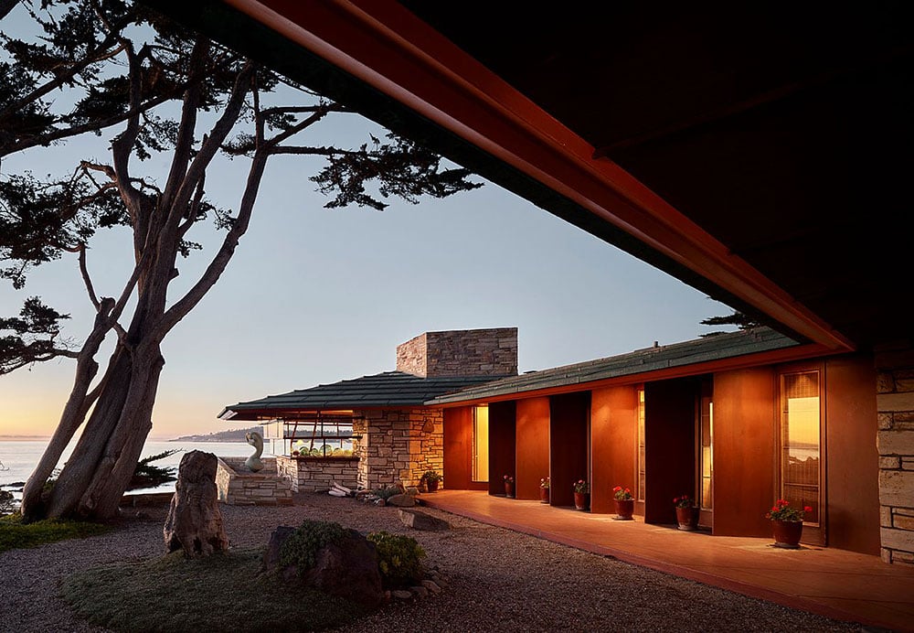 The Mrs. Clinton home in Carmel by Frank Lloyd Wright. Courtesy of Sotheby's International Realty.