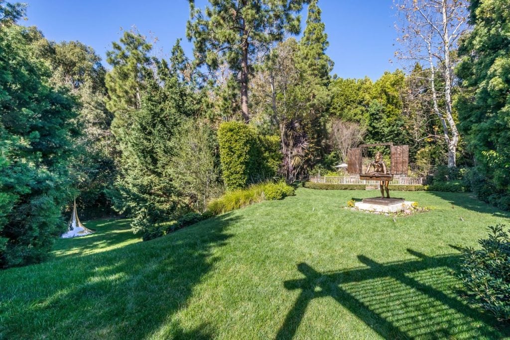 Details from Jim Carrey's Los Angeles home, now on the market for $28.9 million, with his sculpture <em>Ayla</em> on the lawn. Photo by Daniel Dahler, courtesy of Sotheby's International Realty.