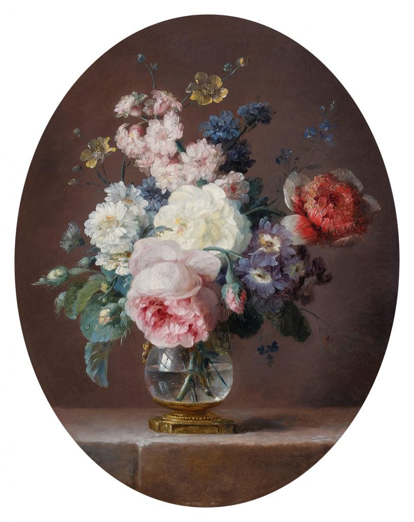 Anne Vallayer-Coster, Still Life of Flowers in a Crystal Vase on a Ledge (1786). Courtesy of Sotheby's New York.