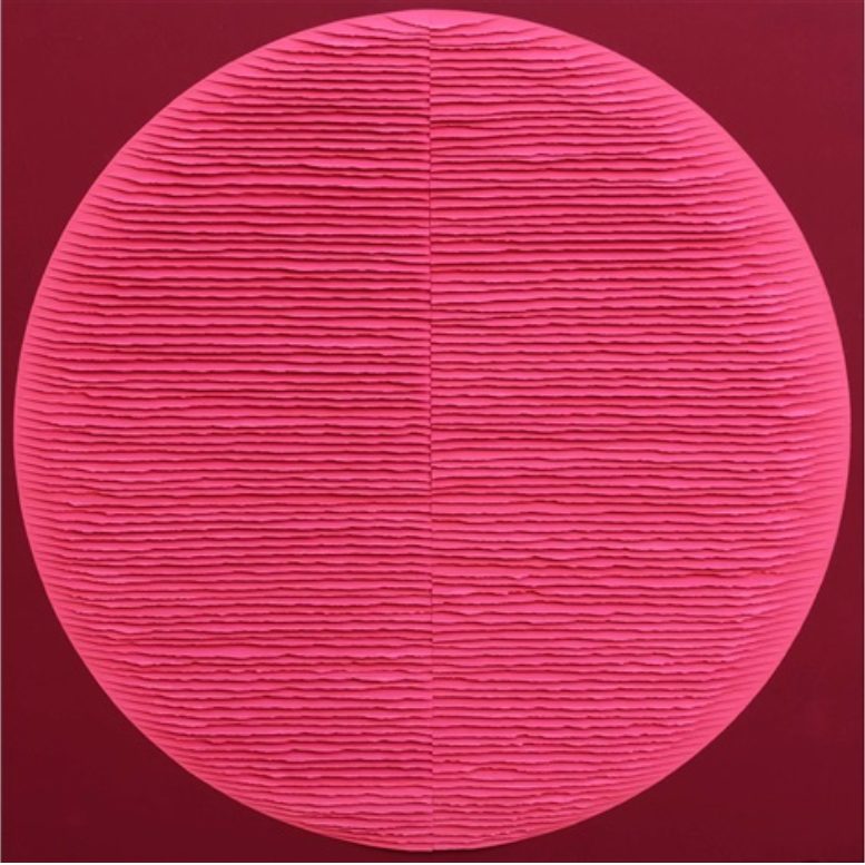 Fernando Daza, Raspberry circle on dark red (2022). Courtesy of Soraya Cartategui Fine Art, Madrid, New York.