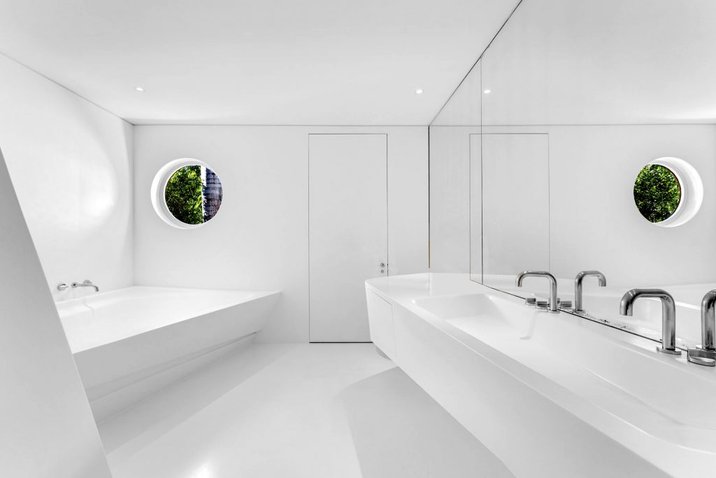 Another view of Zaha Hadid's bathroom for Craig Robins and Jackie Soffer’s Miami Beach mansion. Photo: The Jills Zeder Group/1OAK Studios. Courtesy of Jills Zeder.