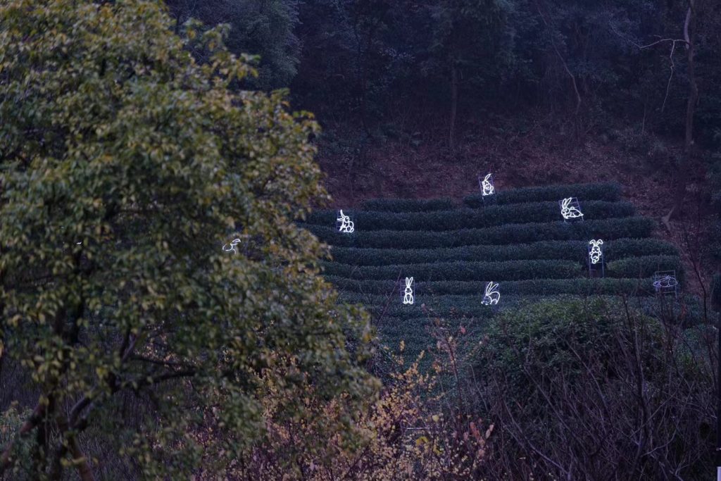 Installation view of Xie Tian, <i>Rabbits Running in the Tea Garden</i> (2023). Courtesy of the artist.