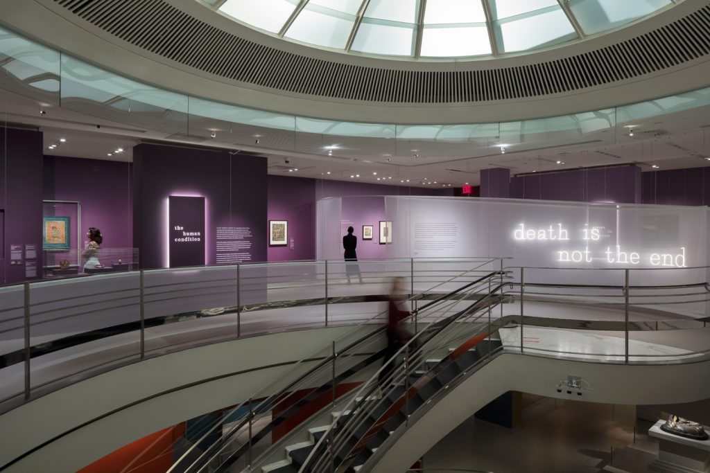 Installation view of “Death Is Not the End,” at the Rubin Museum of Art, March 17, 2023 – January 14, 2024. Photo: David de Armas. Courtesy of the Rubin Museum of Art.