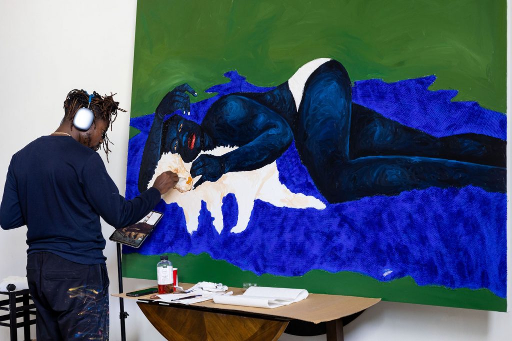 Adjei Tawiah in his Brooklyn studio, 2023. Courtesy of the artist and Opera Gallery.