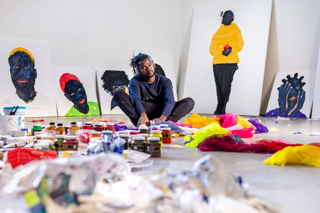 Adjei Tawiah in his studio, 2023. Courtesy of Opera Gallery.
