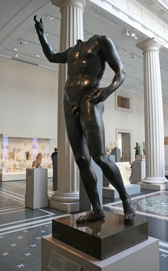 A looted bronze of the Roman emperor Septimius Severus, seen here on loan to New York's Metropolitan Museum of Art, has been returned to Turkey. Photo courtesy of the Manhattan District Attorney’s Office.