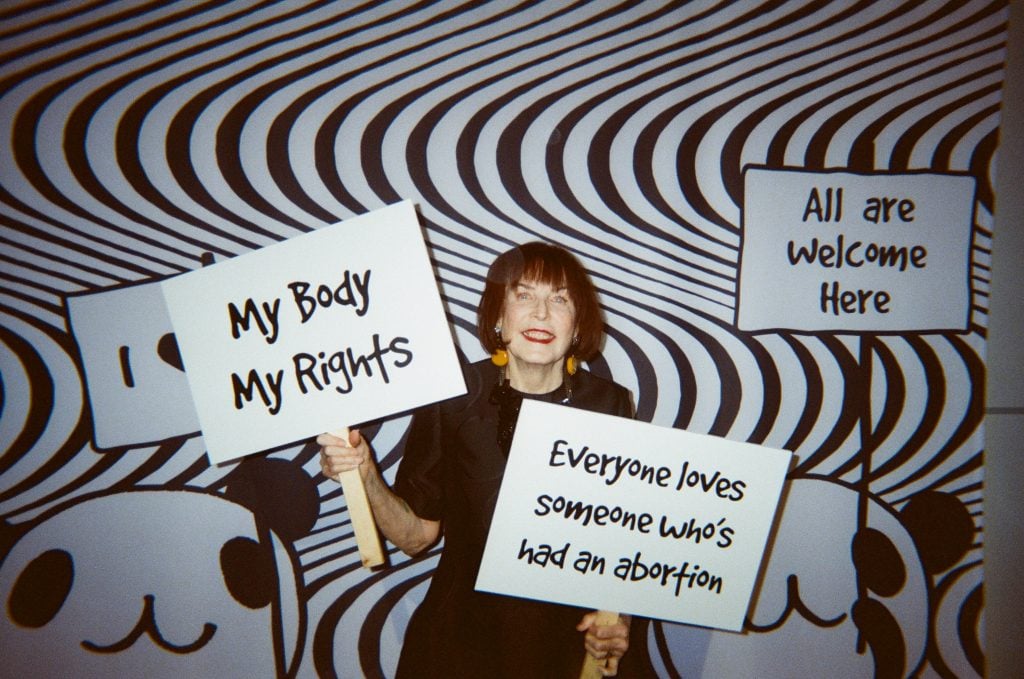 Me at the Planned Parenthood gala promoting my new PP filter with ADLAR. My allies in activism for years now, Rob Pruitt and Jonathan Horowitz made this timely installation so people could take selfies as they walked in.