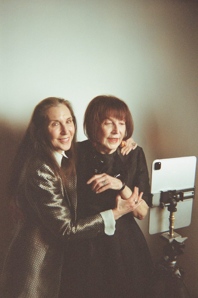 My dear friend, Laurie Simmons and me posing for the app – not sure what she’s doing with my arm?!