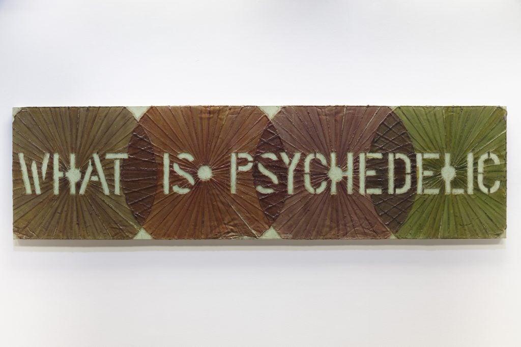 Installation view of "Aura Rosenberg: What Is Psychedelic," Mishkin Gallery, 2023. Photo: Isabel Asha Penzlien.