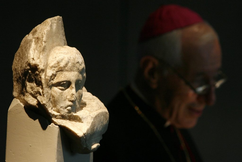 One of the Parthenon marble fragments that the Vatican Museums is returning to Greece. Photo: Aris Messinis/AFP via Getty Images.