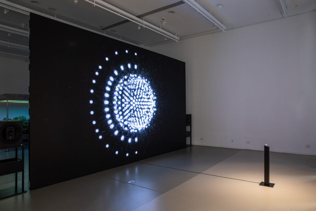 Ryuichi Sakamoto x Daito Manabe, Sensing Streams 2022 – invisible, inaudible (2022). Courtesy of the Hong Kong Design Institute Gallery.