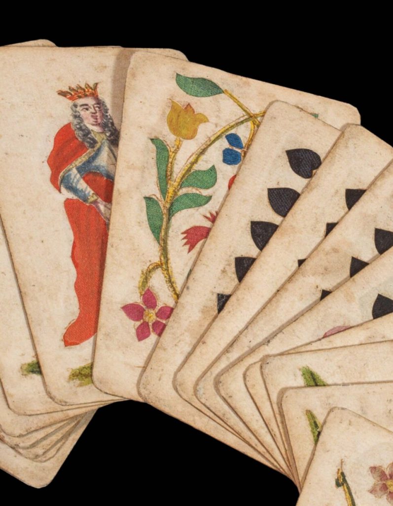 Selections from Frank van den Burgh's playing card collection. Photo courtesy of Daniel Crouch Rare Books, London.