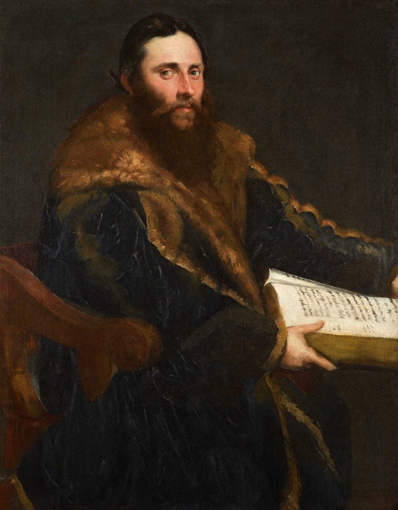 Jacopo Robusti, called Tintoretto, Portrait of a Scholar, seated, three-quarter length, holding a book (1547–48). Courtesy of Trinity Fine Art.