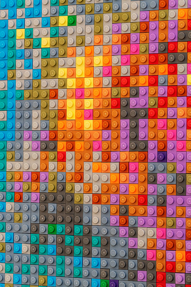 Detail from Ai Weiwei, Water Lilies #1 (2022), made from Lego bricks. Photo: © Ela Bialkowska/OKNO studio; courtesy of the artist and Galleria Continua.