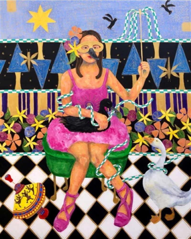 Cindy Motley, Duck, Duck, Goose and Three Dancing Moose (2023). Courtesy of the Art of Cindy Motley, San Juan Capistrano.