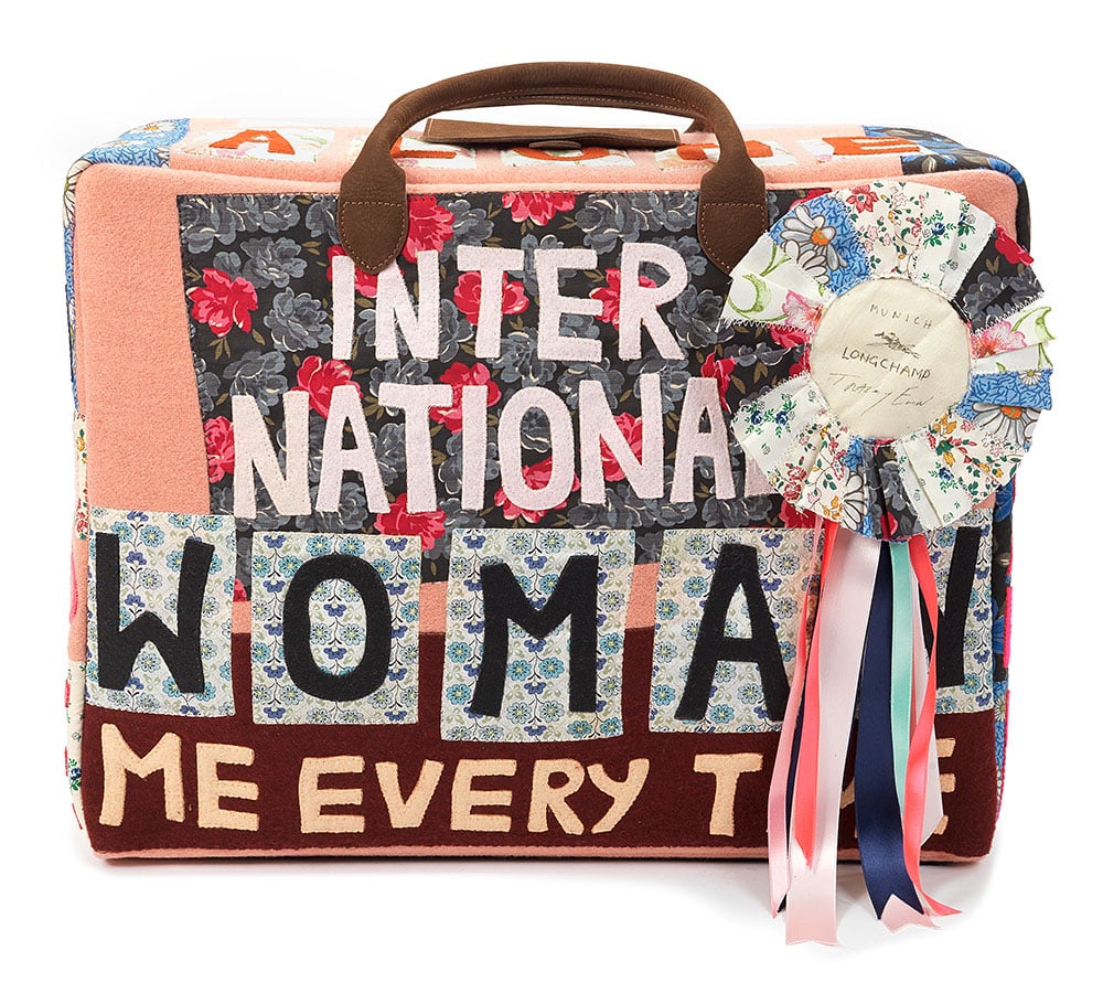 Tracey Emin and Longchamp, <em>International Woman</em> limited-edition suitcase (2004). Courtesy of Bonhams.