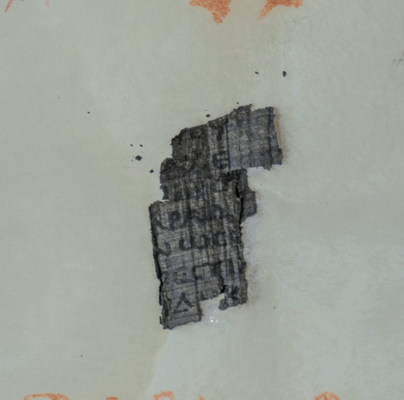 A papyrus fragment from the collection of the Institute de France. Photo by the Vesuvius Challenge. 