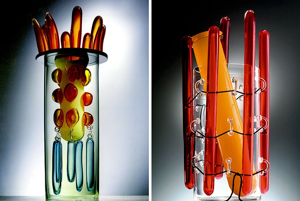 Glass works by Ettore Sottsass. Courtesy of Friedman Benda and Ettore Sottsass. 