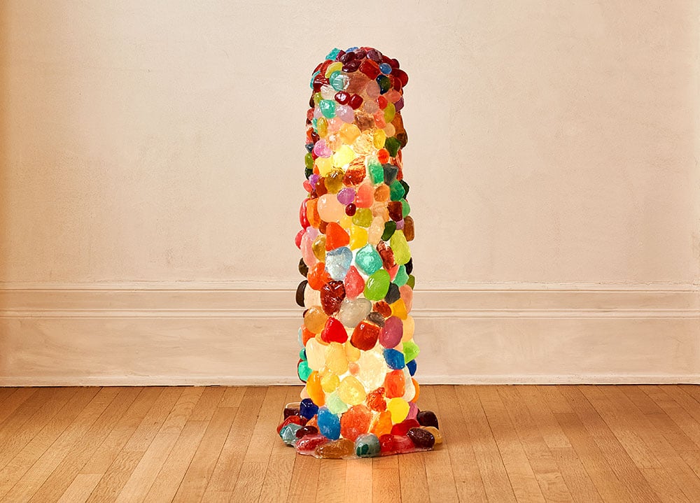 Gaetano Pesce, Multicolored Lamps with Rocks. Courtesy of the Future Perfect gallery. 