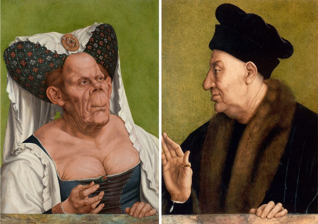 Left: Quinten Massys, ‘An Old Woman’ (‘The Ugly Duchess’) (ca. 1513). Oil on oak. Right: Quinten Massys, ‘An Old Man‘ (ca. 1513). Oil on panel. Photo: Evan Read, Department of Paintings Conservation, The Metropolitan Museum of Art. Images courtesy of Courtesy of the National Gallery, London.