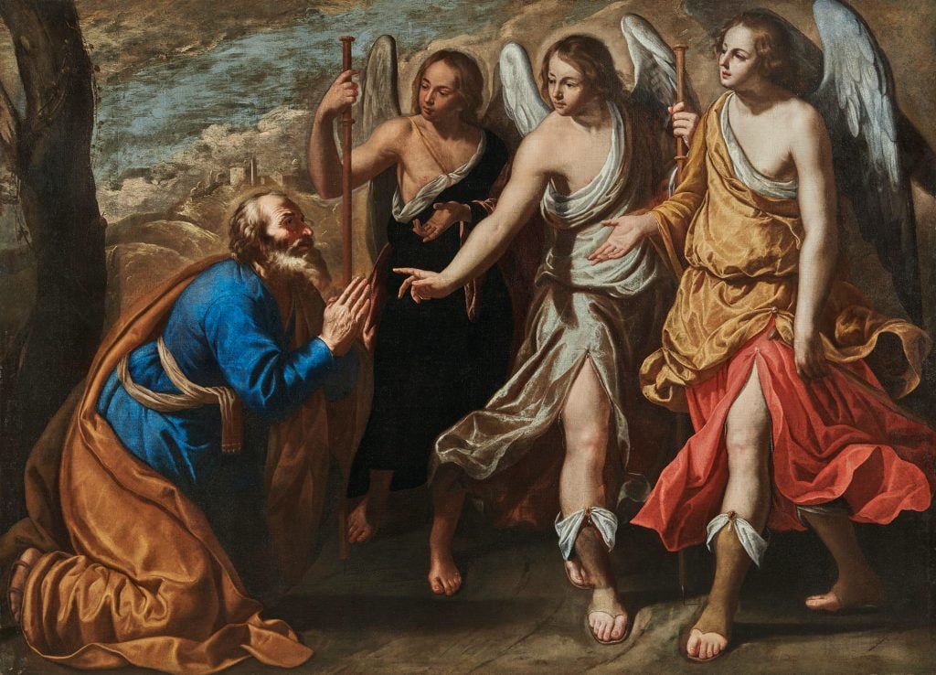 Artemisia Gentileschi and Onofrio Palumbo, Abraham and the Three Angels. Courtesy of Dorotheum.