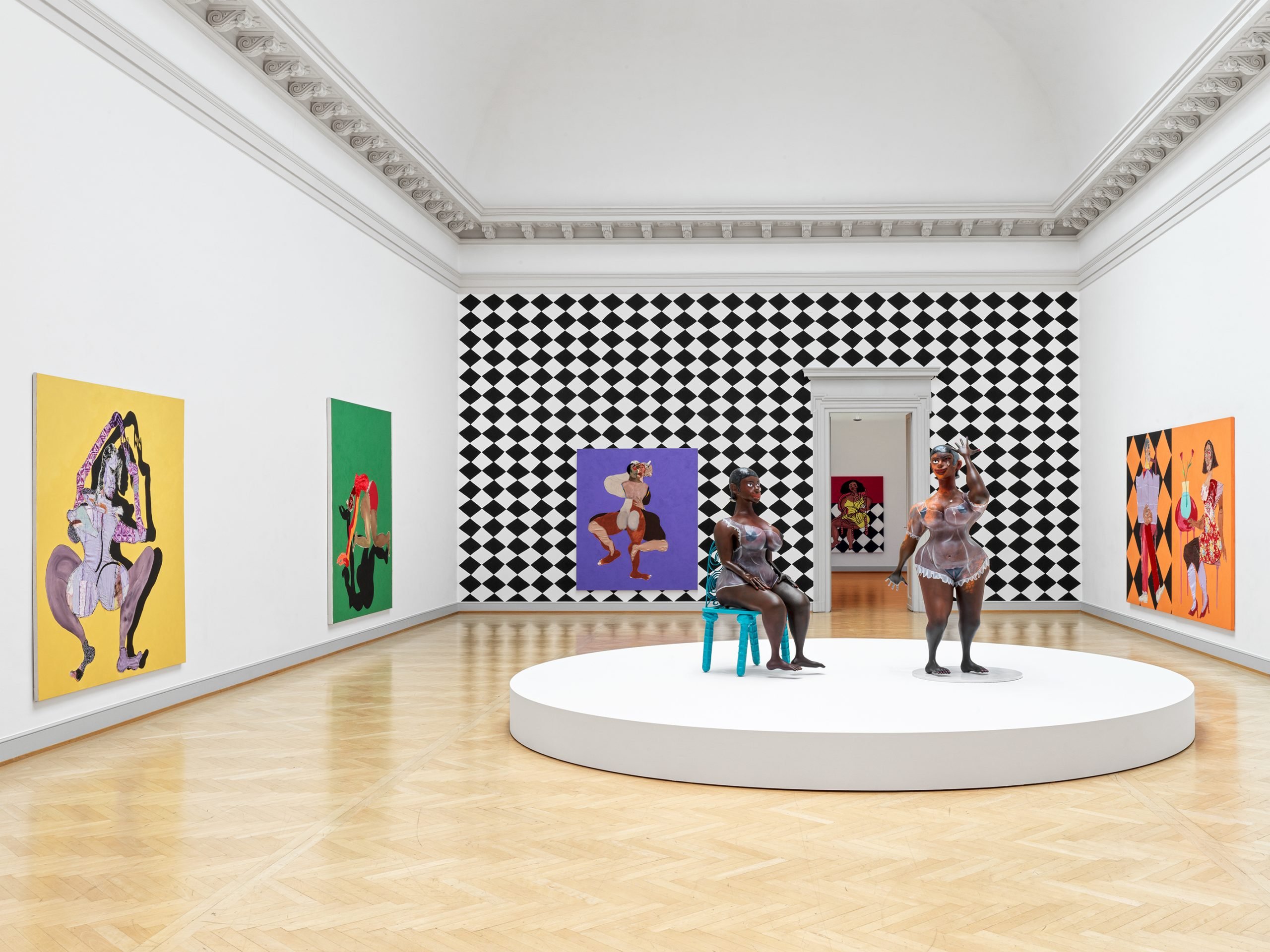 Installation view of "Tschabalala Self: Inside Out" (2023) at Kunstmuseum St. Gallen. Photo: Stefan Altenburger. Courtesy of Galerie Eva Presenhuber, Zurich.