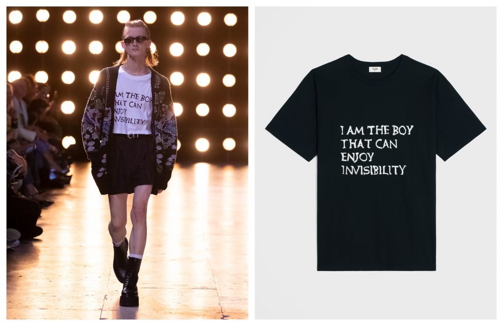 Renata Petersen's comic goth script can be found in some items in Celine's Summer 2023 menswear collection. Courtesy of Celine. 