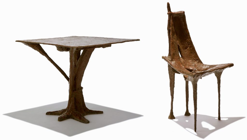 Martine Boileau, <em>Table and Four Chairs</em> (1960). Norsodyne polyester resin and glass fibers. Courtesy of R & Company.