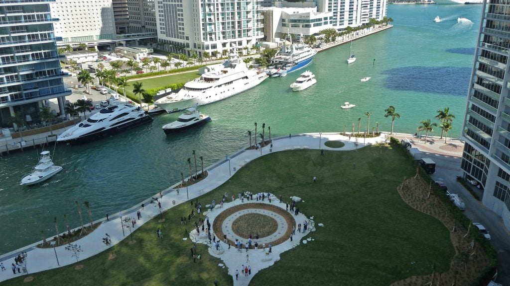 Miami Circle, an archaeological site discovered in 1998 during a building demolition. Today, it is a National Historic Landmark. Photo by Juan Castro Olivera/AFP via Getty Images.