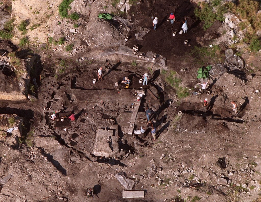 Excavations at Miami Circle in 1998. Photo by Eric Smith, Getty Images. 