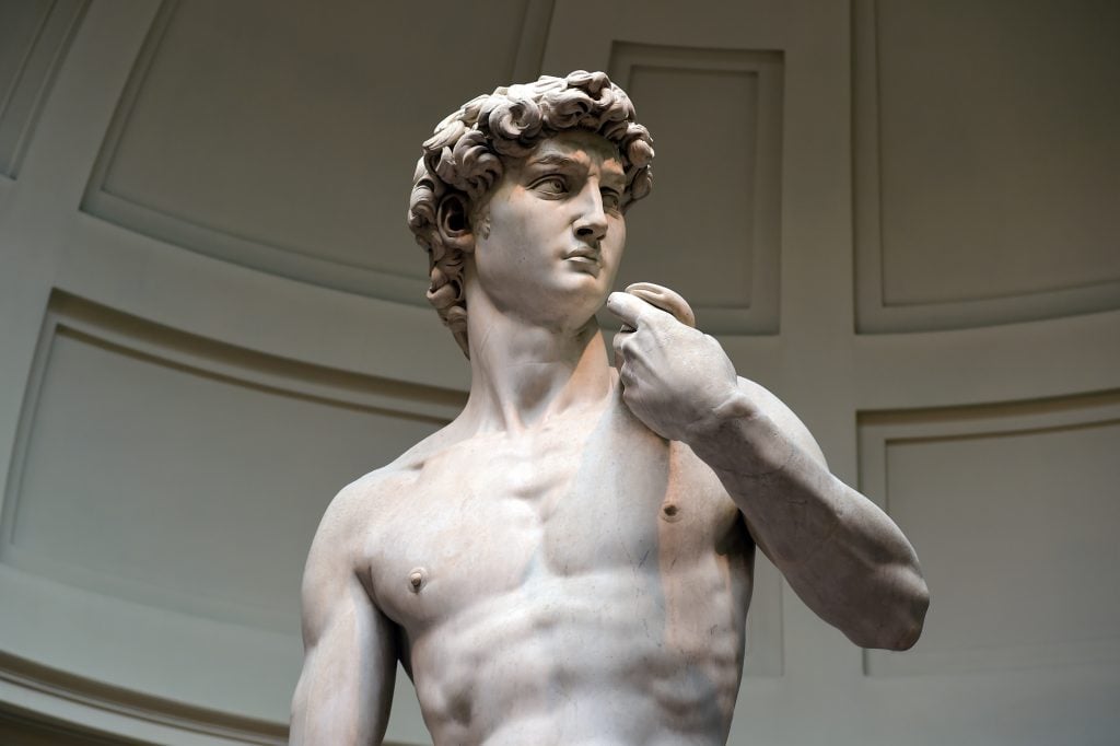 Michelangelo, David at the Galleria dell'Accademia in Florence. Photo by Roberto Serra, Iguana Press/Getty Images.