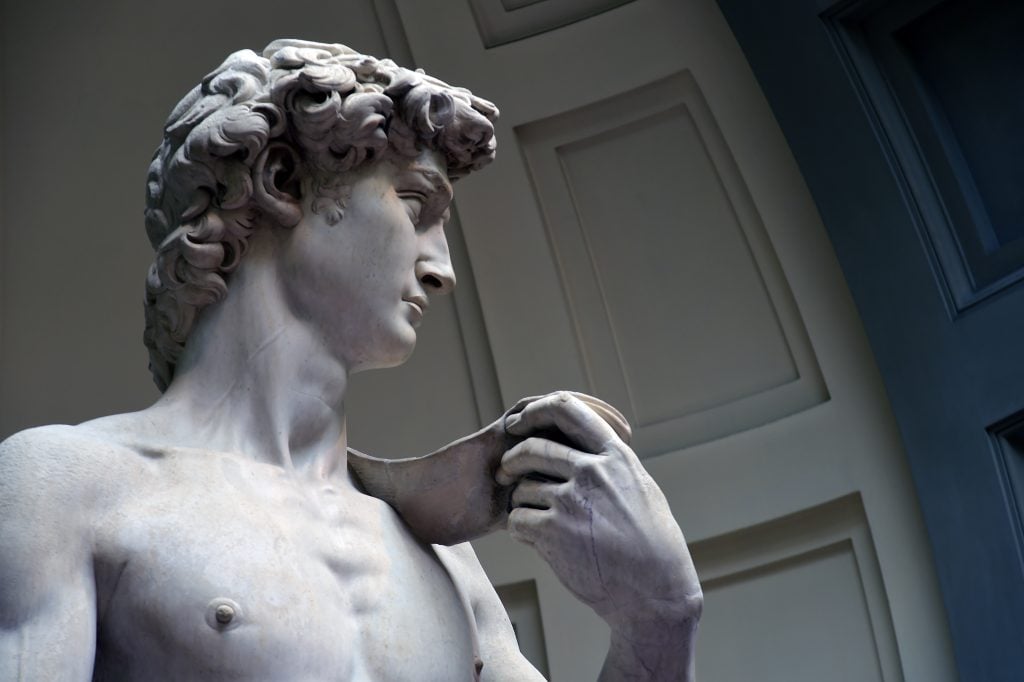 Michelangelo, David at the Galleria dell'Accademia in Florence. Photo by Roberto Serra, Iguana Press/Getty Images.