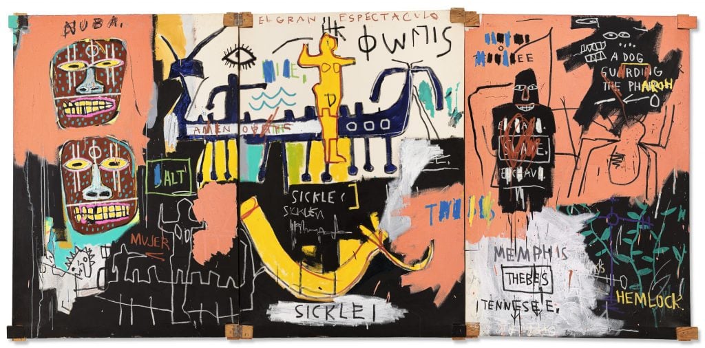 Jean-Michel Basquiat, El Gran Espectaculo (The Nile) (1983). Estimate on request; in the region of $45 million. Courtesy Christie's Images Ltd 2023.