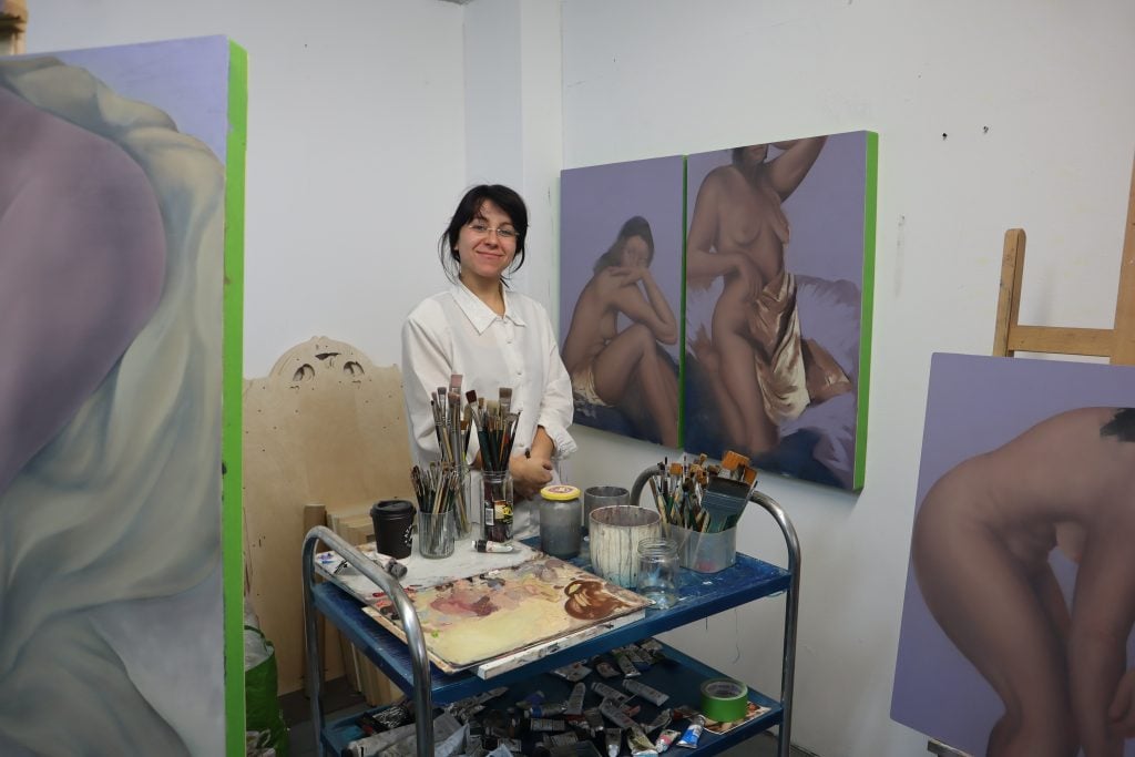 Natalia Gonzalez Martin in the studio. Photo by Naomi Rea.