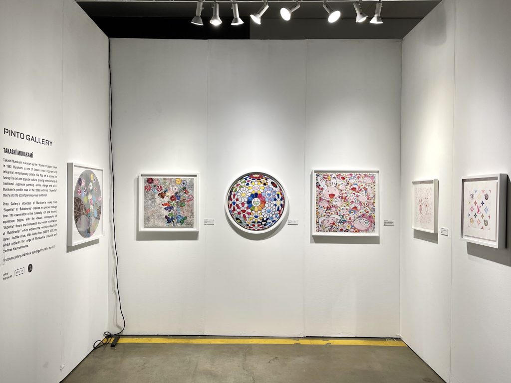 Installation view of "From Superflat to Bubblewrap" (2021) at the L.A. Art Show. Courtesy of Pinto Gallery, Los Angeles.