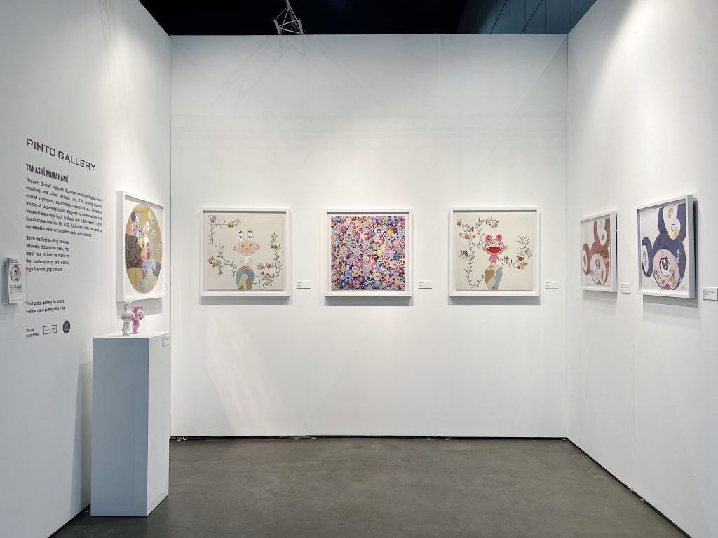 Installation view of "Flowers Bloom" (2021) at the L.A. Art Show. Courtesy of Pinto Gallery, Los Angeles.