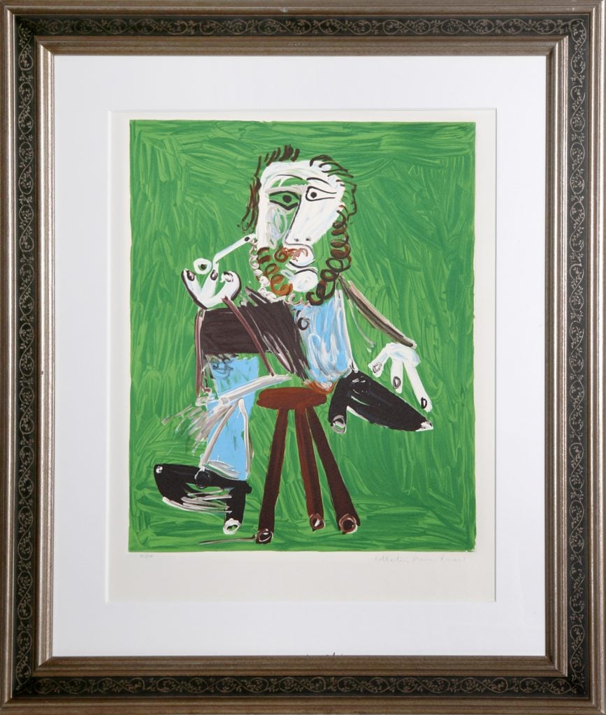 Pablo Picasso, Homme a la Pipe Assise sur un Tabouret (Original: 1969; Printed: 1979–1982). Courtesy of RoGallery, Long Island City.