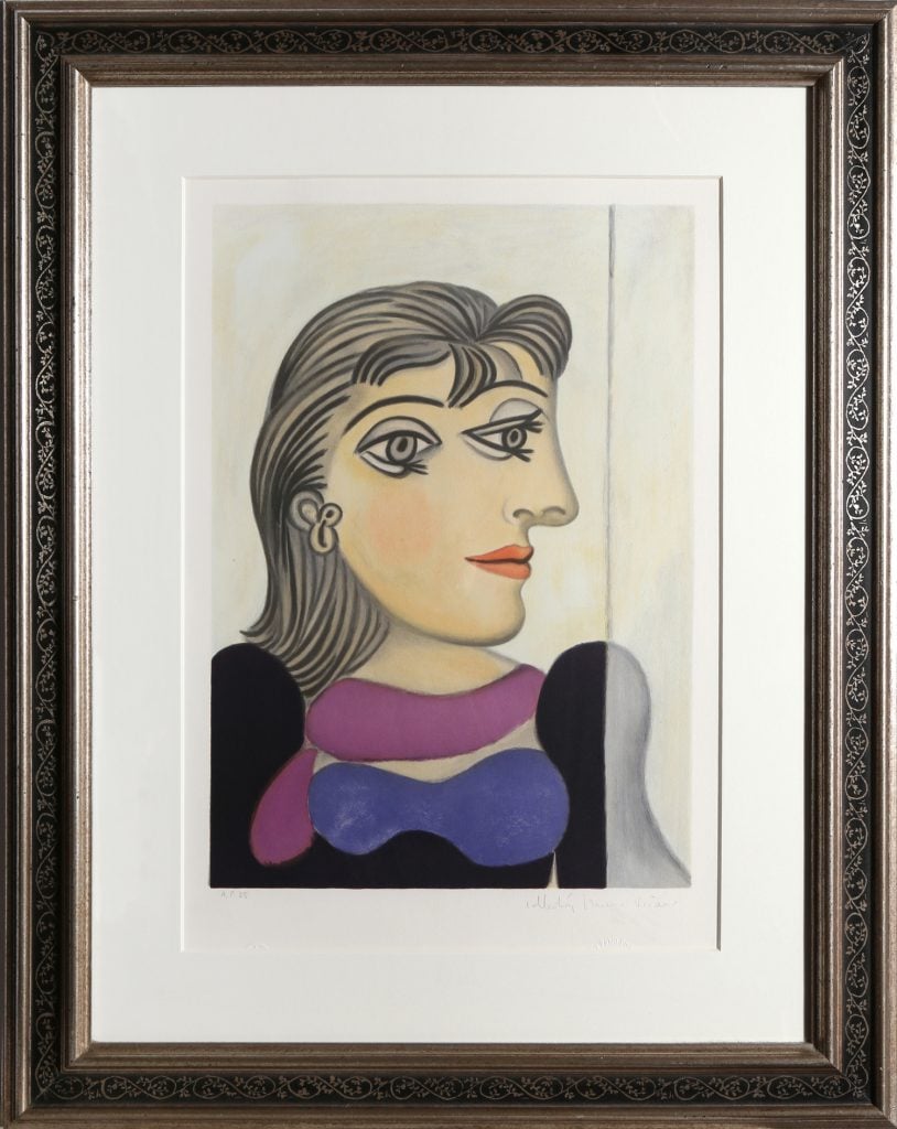 Pablo Picasso, Buste de Femme au Foulard Mauve (Original: 1937; Printed: 1979–1982). Courtesy of RoGallery, Long Island City.