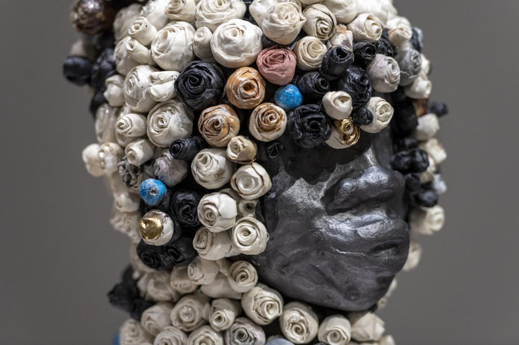 Simone Leigh, Overburdened with Significance (detail), 2011. Porcelain, terracotta, and graphite, 22 × 8 × 14 inches (55.9 × 20.3 × 25.6 cm). Bridgitt and Bruce Evans. Photo by Timothy Schenck. © Simone Leigh